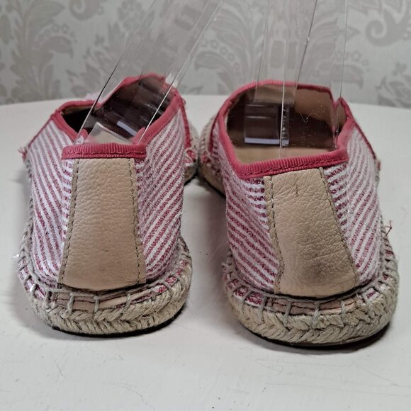 Franco Sarto Size 8.5 A-Whip Pink and White Striped Espadrilles Sequins Jute - Picture 4 of 10